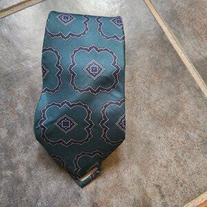 Vintage Christian Dior Monsieur Teal 100% Silk Classic Neck Tie Made in USA